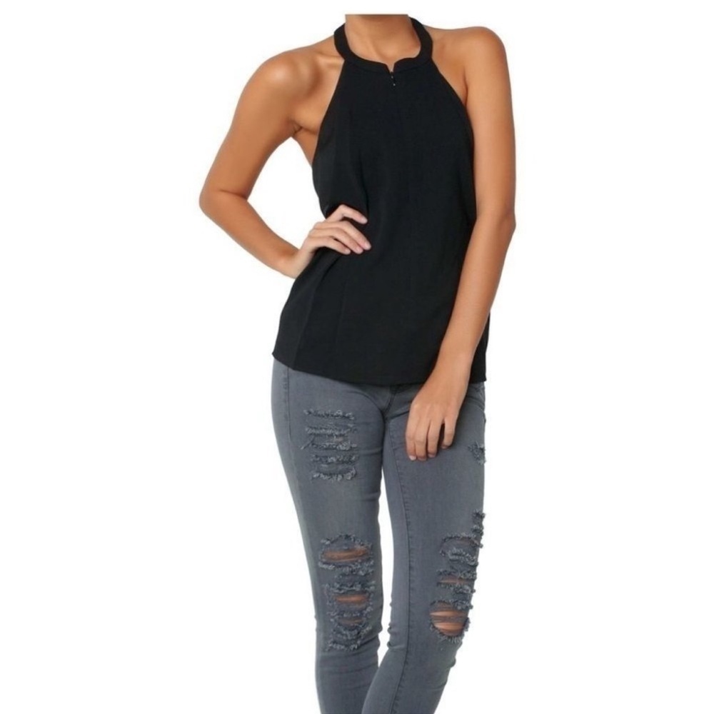 A.L.C. Black Halter Neck Tank Top - Picture 1 of 2